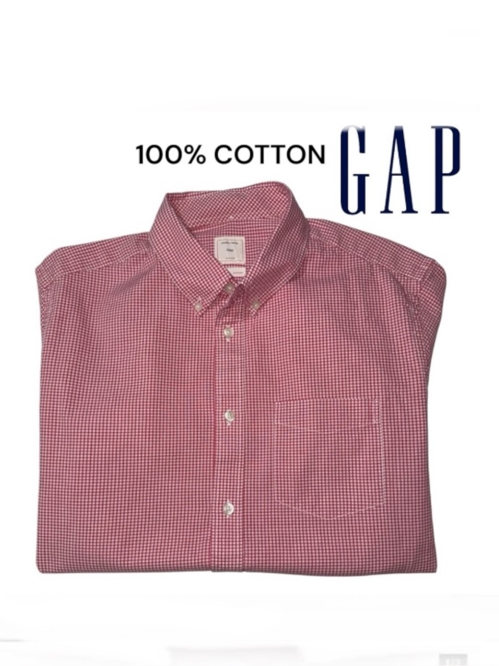 GAP Lived In, Men’s 100% Cotton Short Sleeve Button Up, Size Large